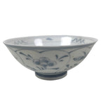 Japanese Porcelain Mino Ware Rice Bowl Chawan Vtg White Blue Plant Vine Tea Y495
