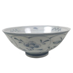 Japanese Porcelain Mino Ware Rice Bowl Chawan Vtg White Blue Plant Vine Tea Y495
