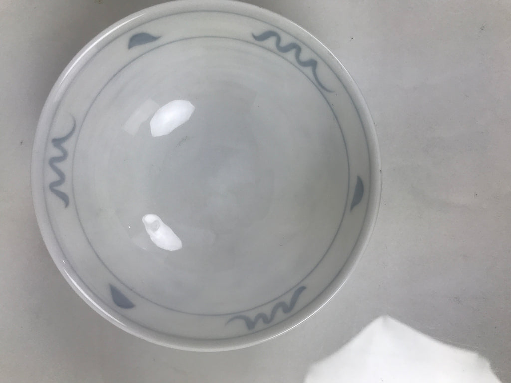 Japanese Porcelain Mino Ware Rice Bowl Chawan Vtg White Blue Plant Vine Tea Y498