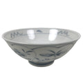 Japanese Porcelain Mino Ware Rice Bowl Chawan Vtg White Blue Plant Vine Tea Y498