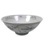 Japanese Porcelain Mino Ware Rice Bowl Chawan Vtg White Blue Plant Vine Tea Y498