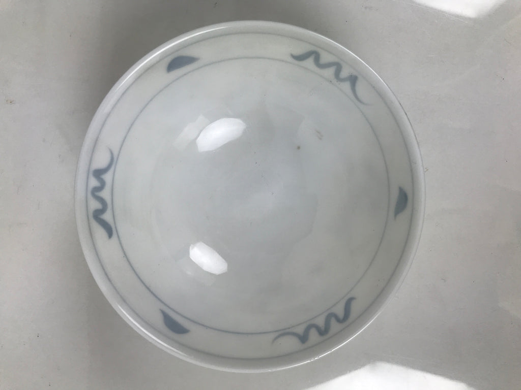 Japanese Porcelain Mino Ware Rice Bowl Chawan Vtg White Blue Plant Vine Tea Y499