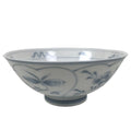 Japanese Porcelain Mino Ware Rice Bowl Chawan Vtg White Blue Plant Vine Tea Y499