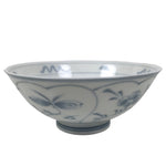 Japanese Porcelain Mino Ware Rice Bowl Chawan Vtg White Blue Plant Vine Tea Y499