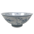 Japanese Porcelain Mino Ware Rice Bowl Chawan Vtg White Blue Plant Vine Tea Y500