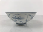 Japanese Porcelain Mino Ware Rice Bowl Chawan Vtg White Blue Plant Vine Tea Y501