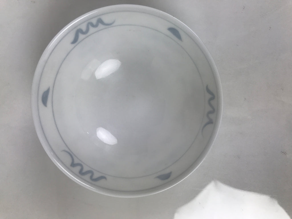Japanese Porcelain Mino Ware Rice Bowl Chawan Vtg White Blue Plant Vine Tea Y501