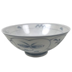 Japanese Porcelain Mino Ware Rice Bowl Chawan Vtg White Blue Plant Vine Tea Y501