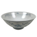 Japanese Porcelain Mino Ware Rice Bowl Chawan Vtg White Blue Plant Vine Tea Y502
