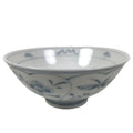 Japanese Porcelain Mino Ware Rice Bowl Chawan Vtg White Blue Plant Vine Tea Y503