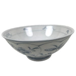 Japanese Porcelain Mino Ware Rice Bowl Chawan Vtg White Blue Plant Vine Tea Y504