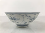 Japanese Porcelain Mino Ware Rice Bowl Chawan Vtg White Blue Plant Vine Tea Y505