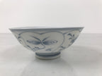 Japanese Porcelain Mino Ware Rice Bowl Chawan Vtg White Blue Plant Vine Tea Y505