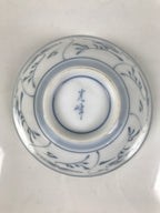 Japanese Porcelain Mino Ware Rice Bowl Chawan Vtg White Blue Plant Vine Tea Y505