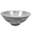 Japanese Porcelain Mino Ware Rice Bowl Chawan Vtg White Blue Plant Vine Tea Y505