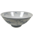 Japanese Porcelain Mino Ware Rice Bowl Chawan Vtg White Blue Plant Vine Tea Y505