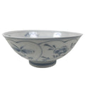 Japanese Porcelain Mino Ware Rice Bowl Chawan Vtg White Blue Plant Vine Tea Y506