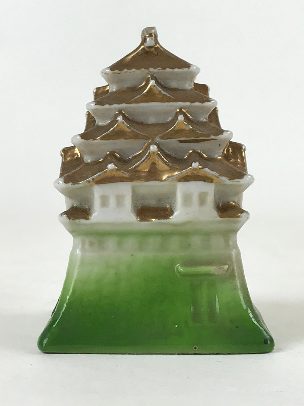 Japanese Porcelain Nagoya Castle Figurine Vtg Small Ceramic Souvenir Gold BD955
