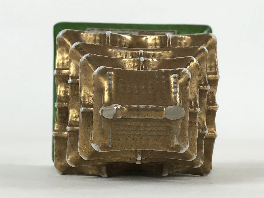 Japanese Porcelain Nagoya Castle Figurine Vtg Small Ceramic Souvenir Gold BD955