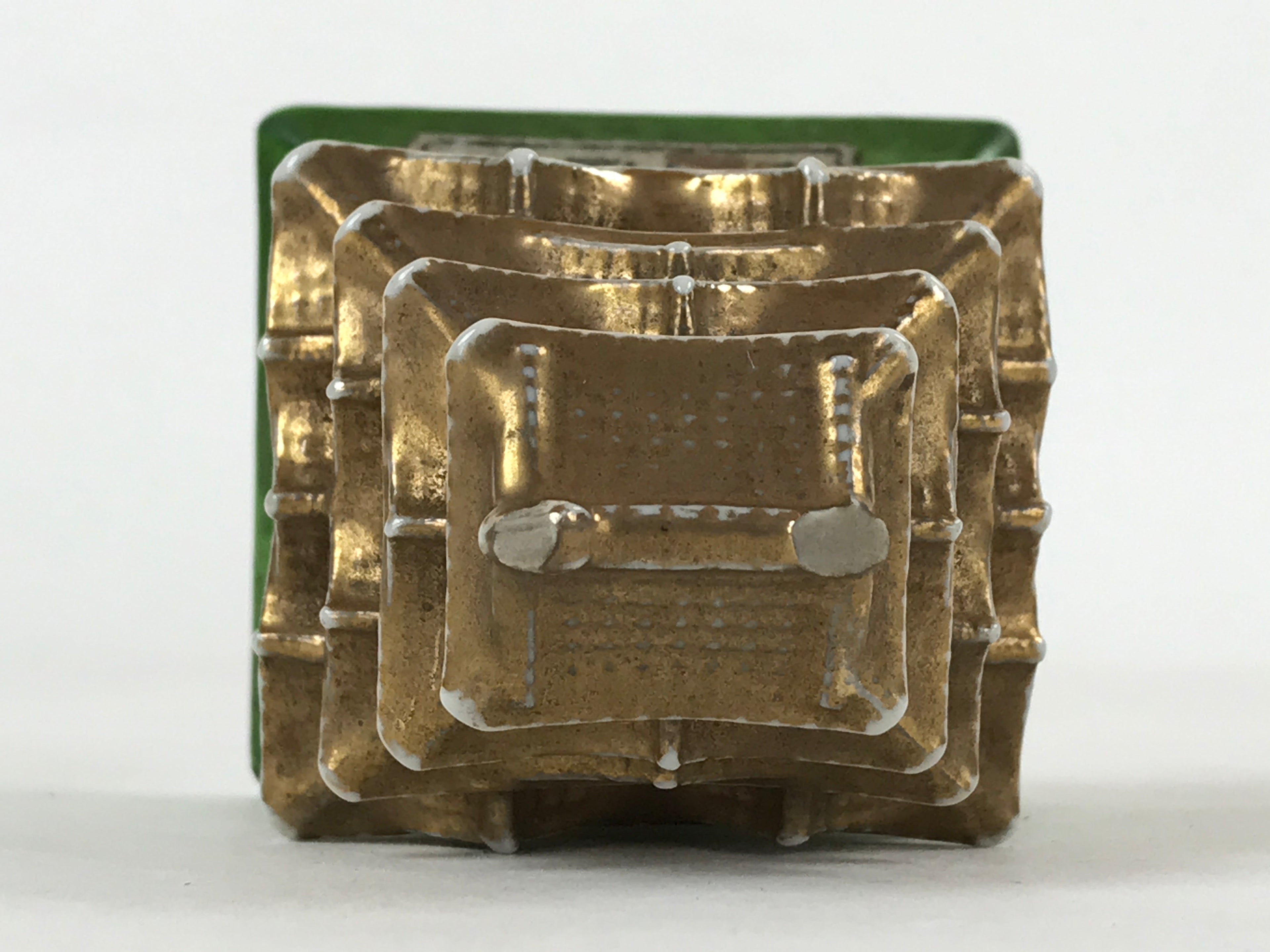 Japanese Porcelain Nagoya Castle Figurine Vtg Small Ceramic Souvenir Gold BD955