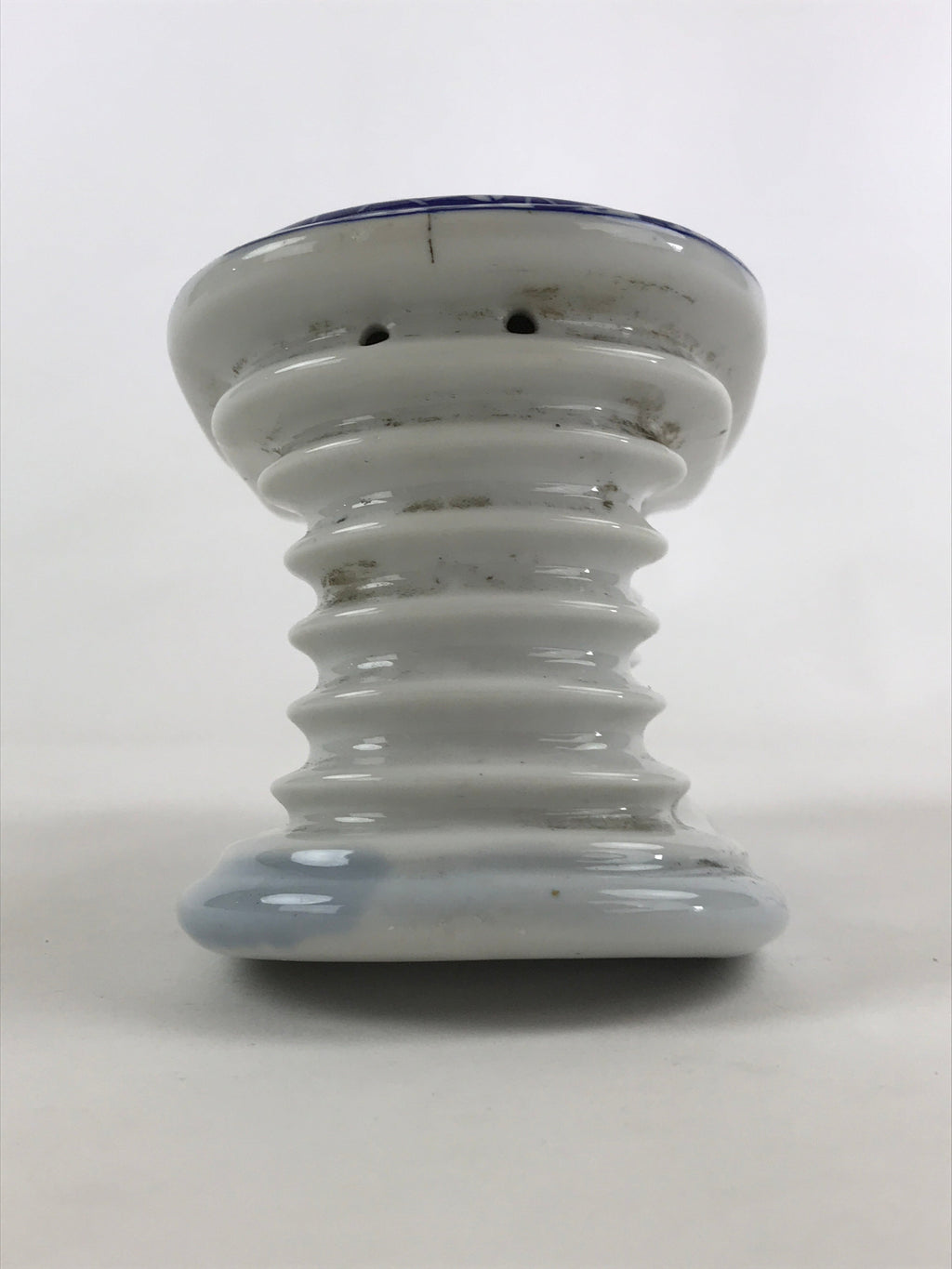 Japanese Porcelain Neck Rest Antique Geisha Takamakura Pillow Blue White JK569