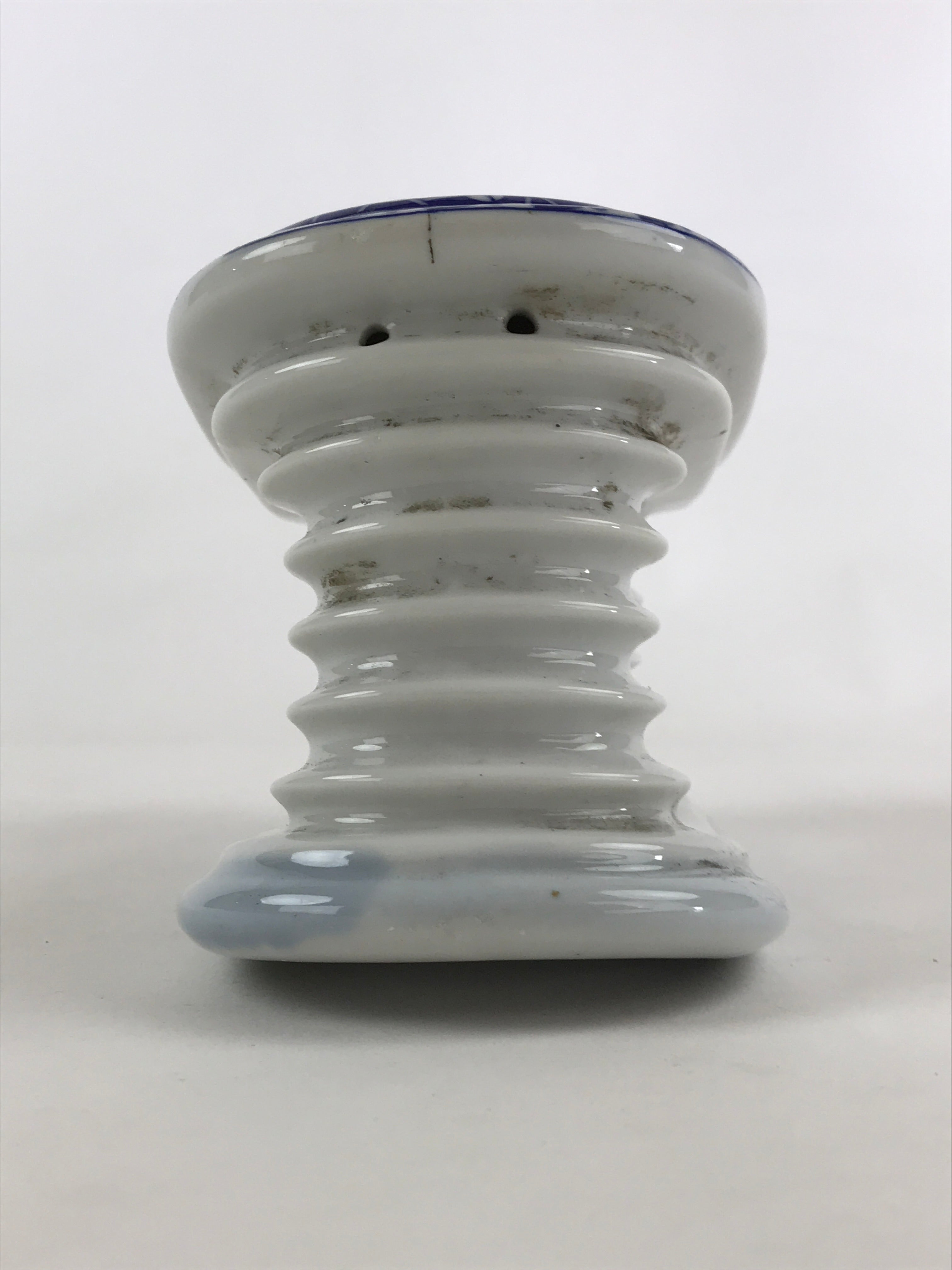 Japanese Porcelain Neck Rest Antique Geisha Takamakura Pillow Blue White JK569