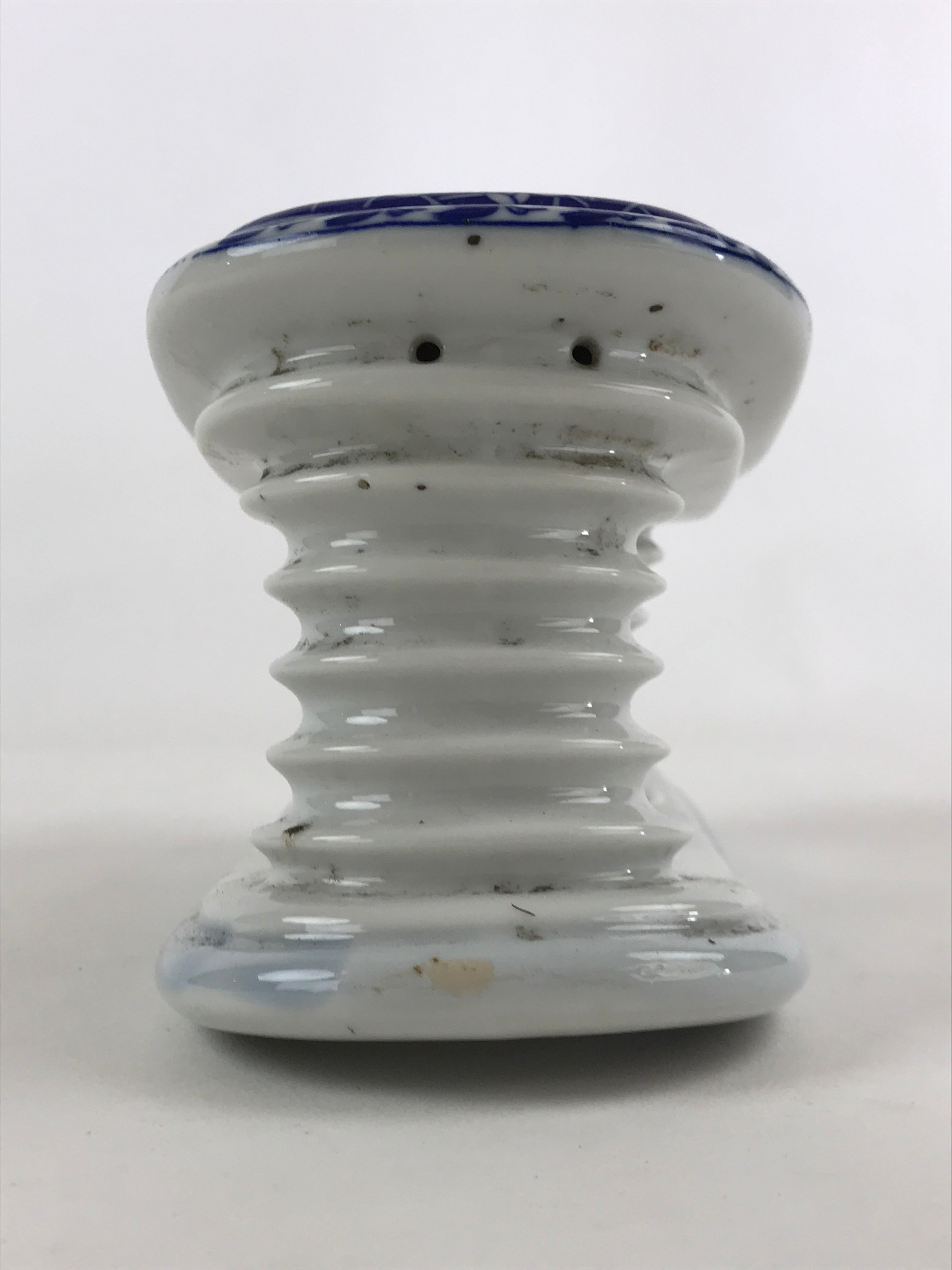Japanese Porcelain Neck Rest Antique Geisha Takamakura Pillow Blue White JK569