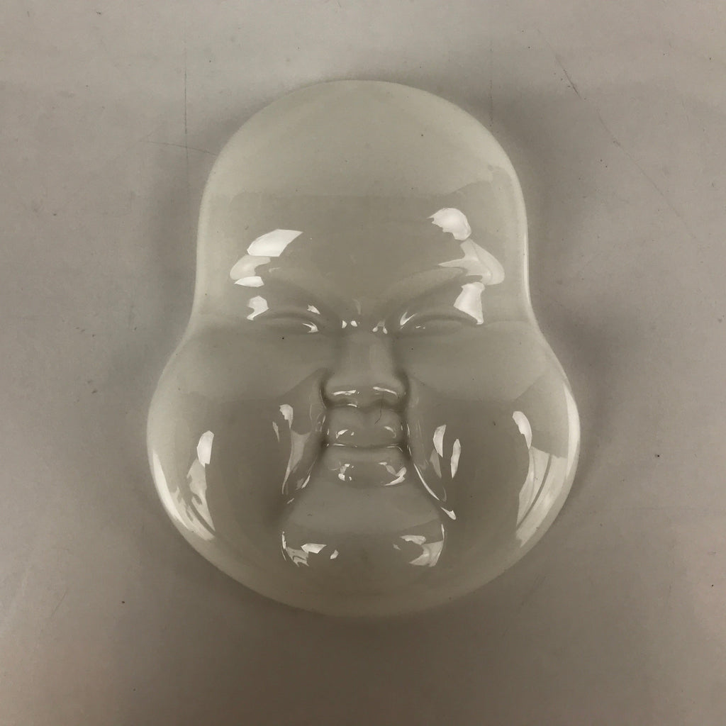 Japanese Porcelain Noh Mask Okame Vtg Otafuku Smile Woman Decoration White OM47
