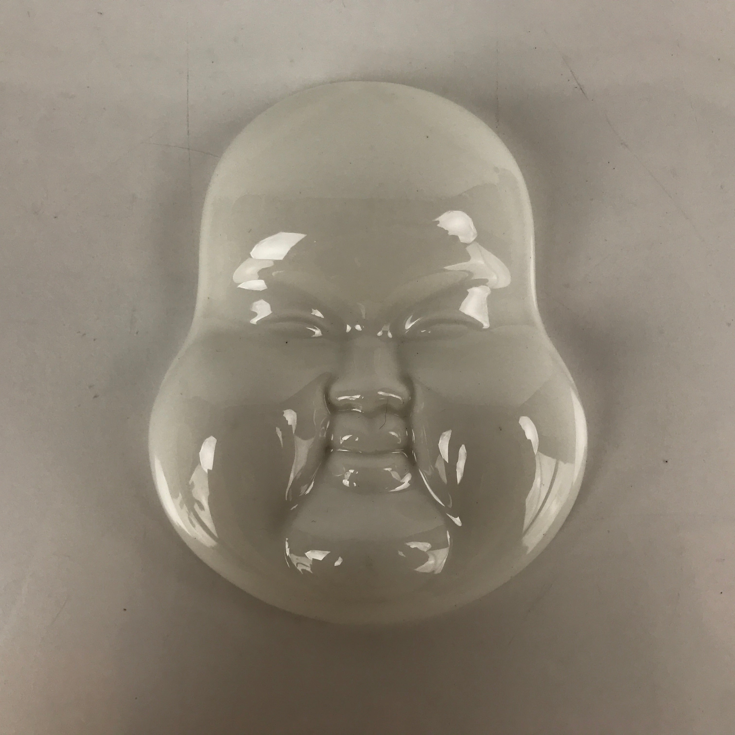 Japanese Porcelain Noh Mask Okame Vtg Otafuku Smile Woman Decoration White OM47