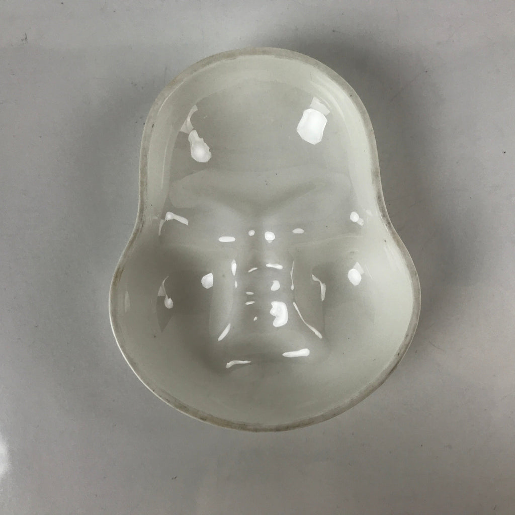 Japanese Porcelain Noh Mask Okame Vtg Otafuku Smile Woman Decoration White OM47