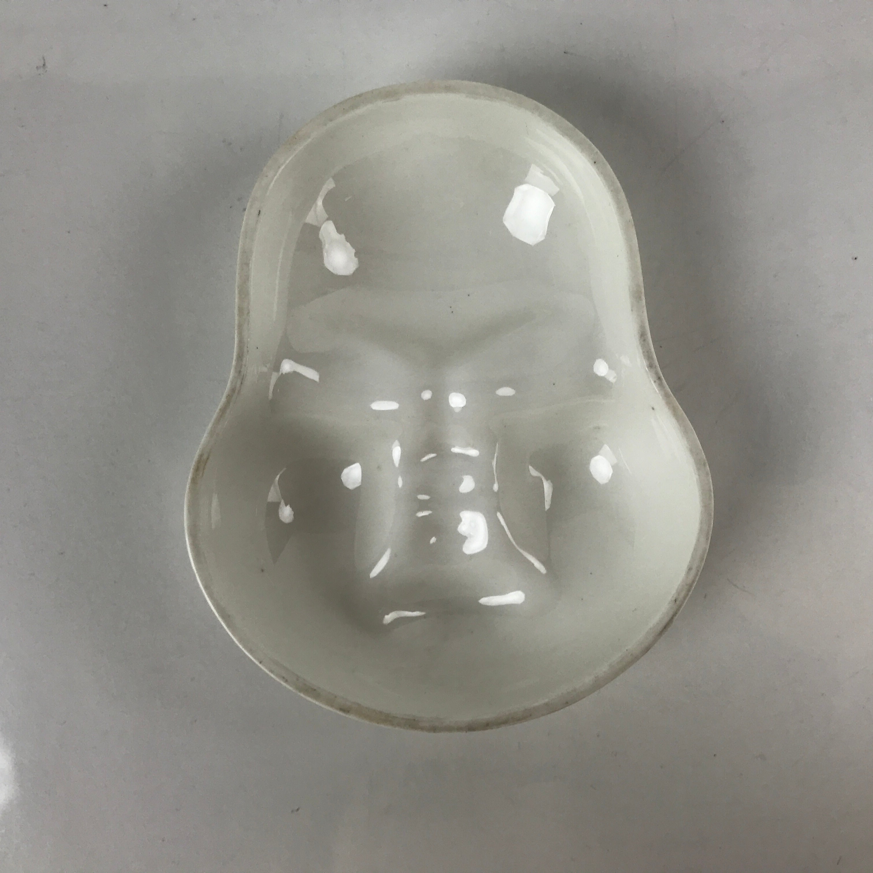 Japanese Porcelain Noh Mask Okame Vtg Otafuku Smile Woman Decoration White OM47