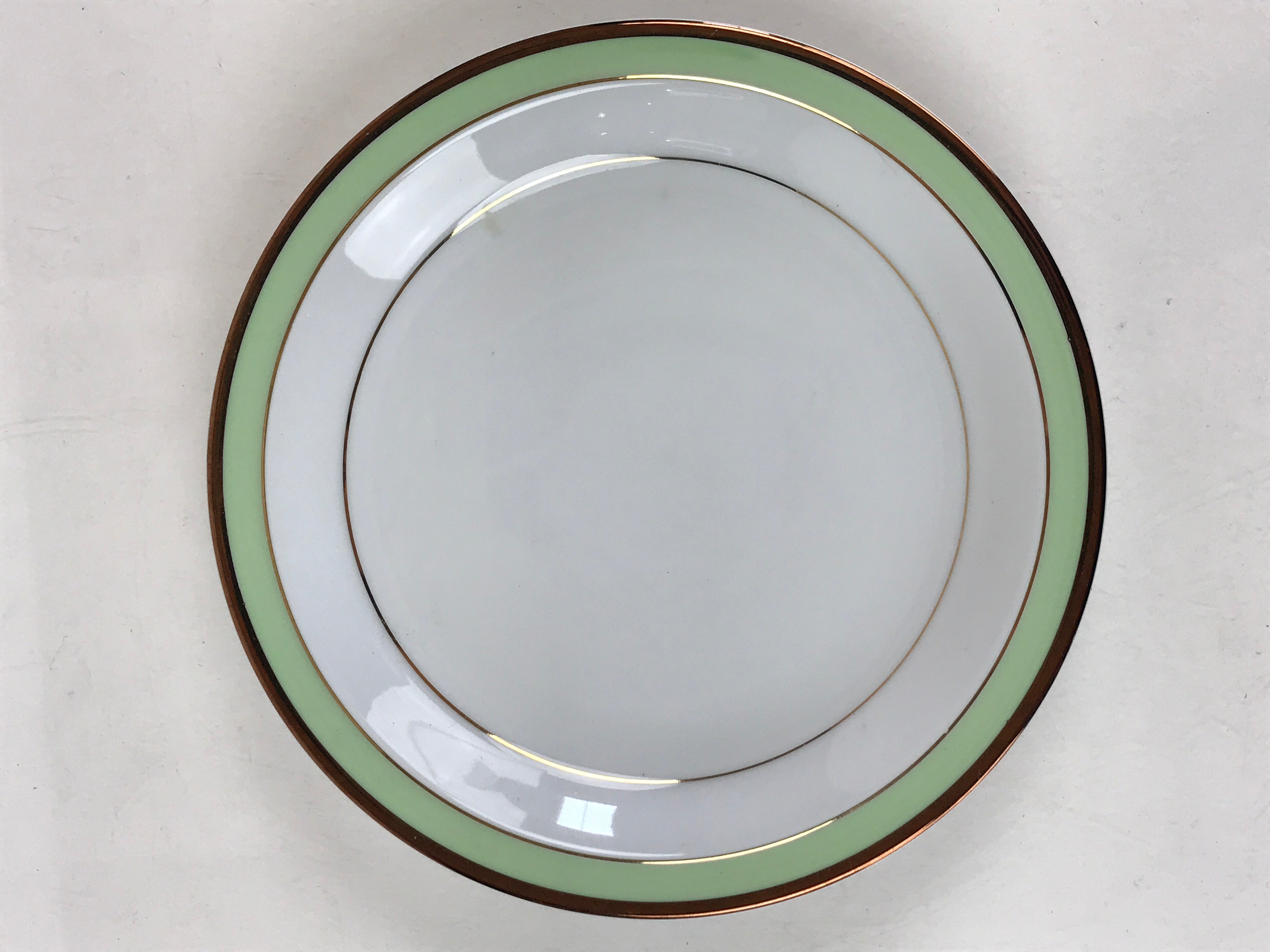 Japanese Porcelain Plate Keito Japan Fine China White Light Green Border PY255