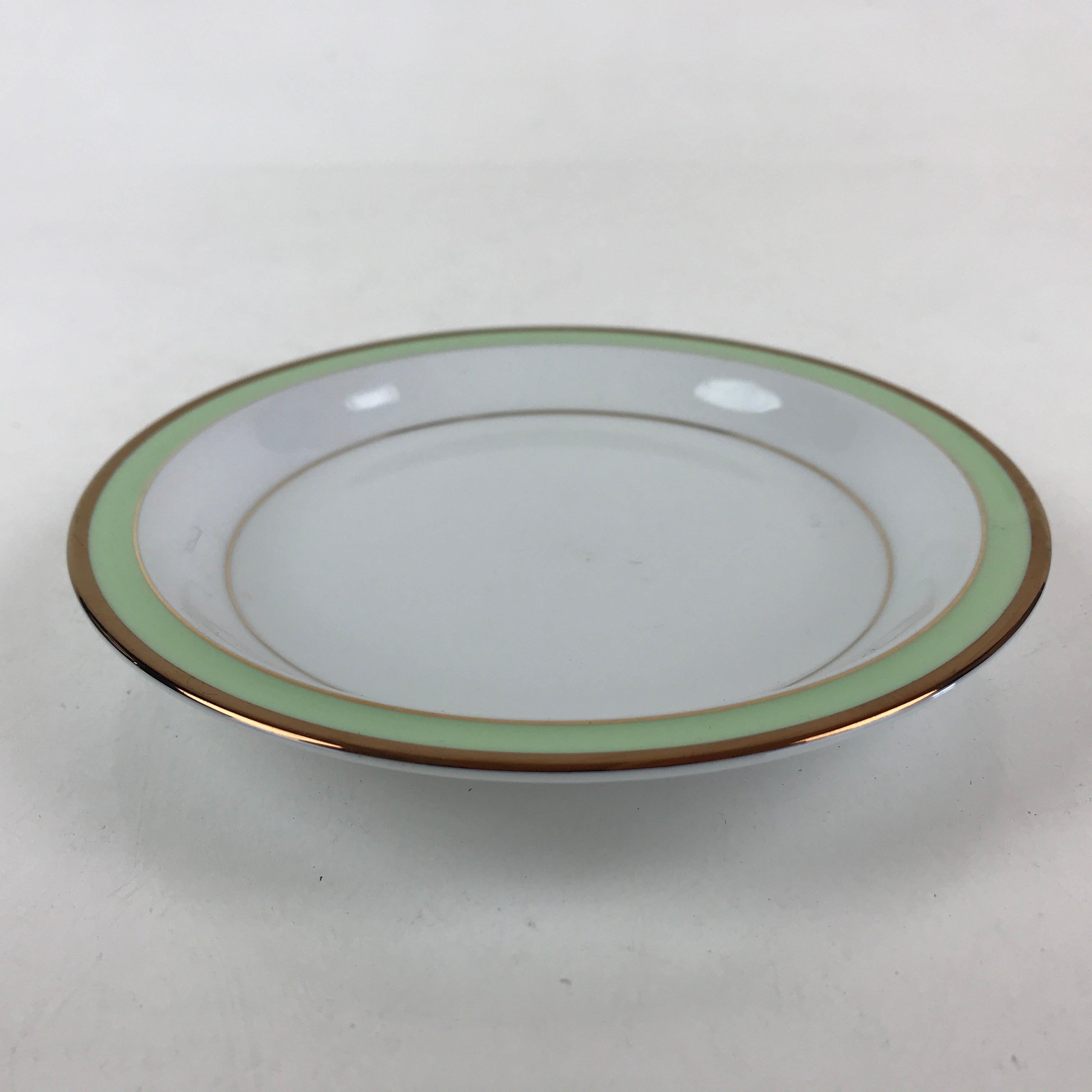 Japanese Porcelain Plate Keito Japan Fine China White Light Green Border PY256