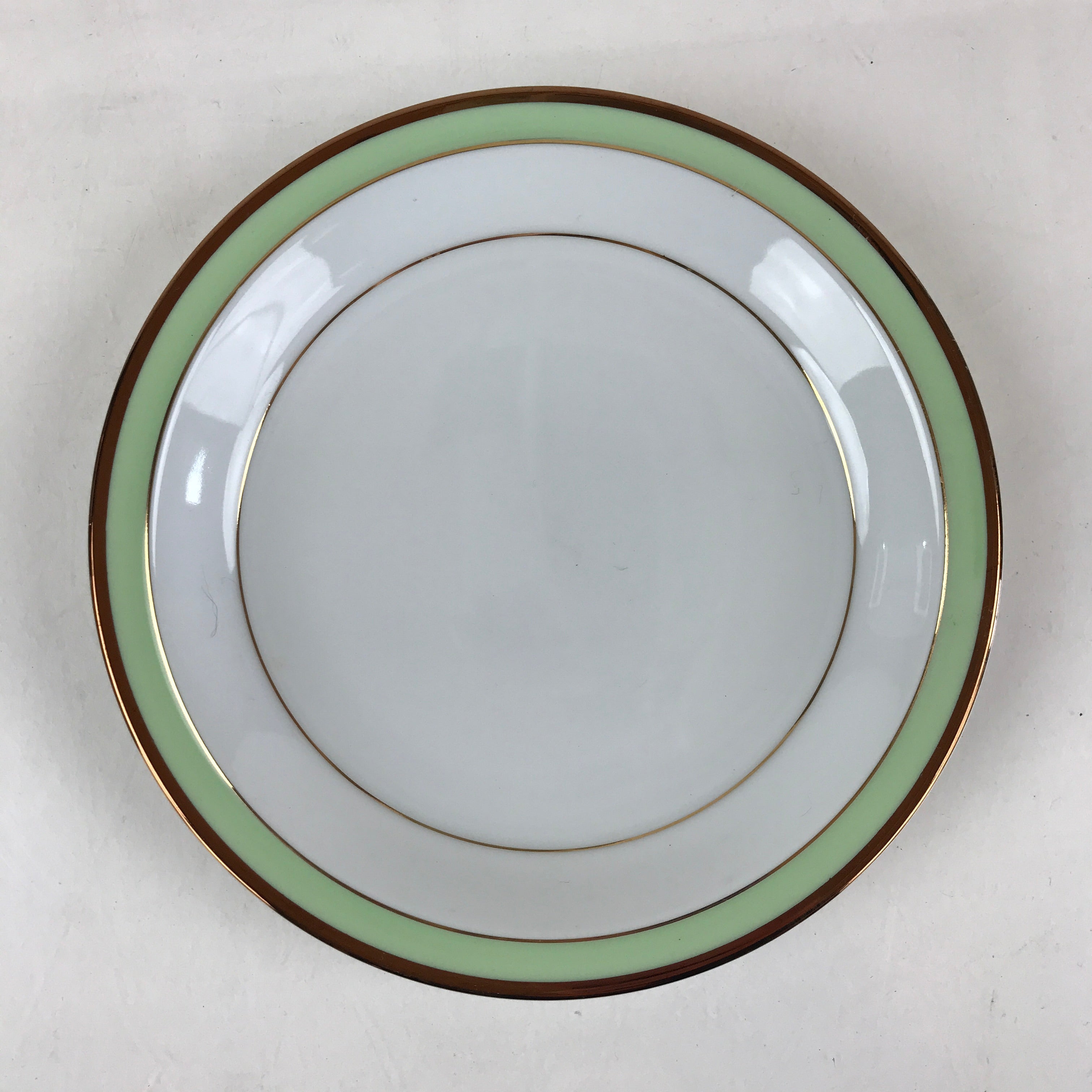 Japanese Porcelain Plate Keito Japan Fine China White Light Green Border PY256