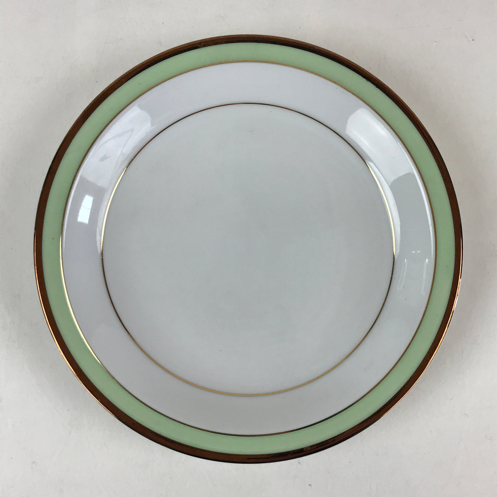 Japanese Porcelain Plate Keito Japan Fine China White Light Green Border PY257