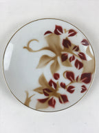 Japanese Porcelain Plate Pearl China White Red Brown Floral Leaf Design PY272