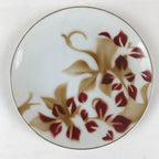 Japanese Porcelain Plate Pearl China White Red Brown Floral Leaf Design PY272