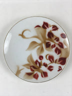 Japanese Porcelain Plate Pearl China White Red Brown Floral Leaf Design PY273