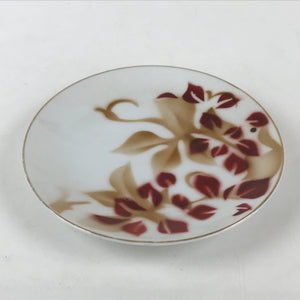 Japanese Porcelain Plate Pearl China White Red Brown Floral Leaf Design PY274