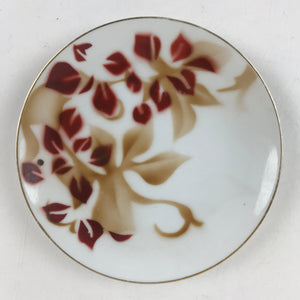 Japanese Porcelain Plate Pearl China White Red Brown Floral Leaf Design PY274