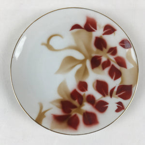 Japanese Porcelain Plate Pearl China White Red Brown Floral Leaf Design PY275