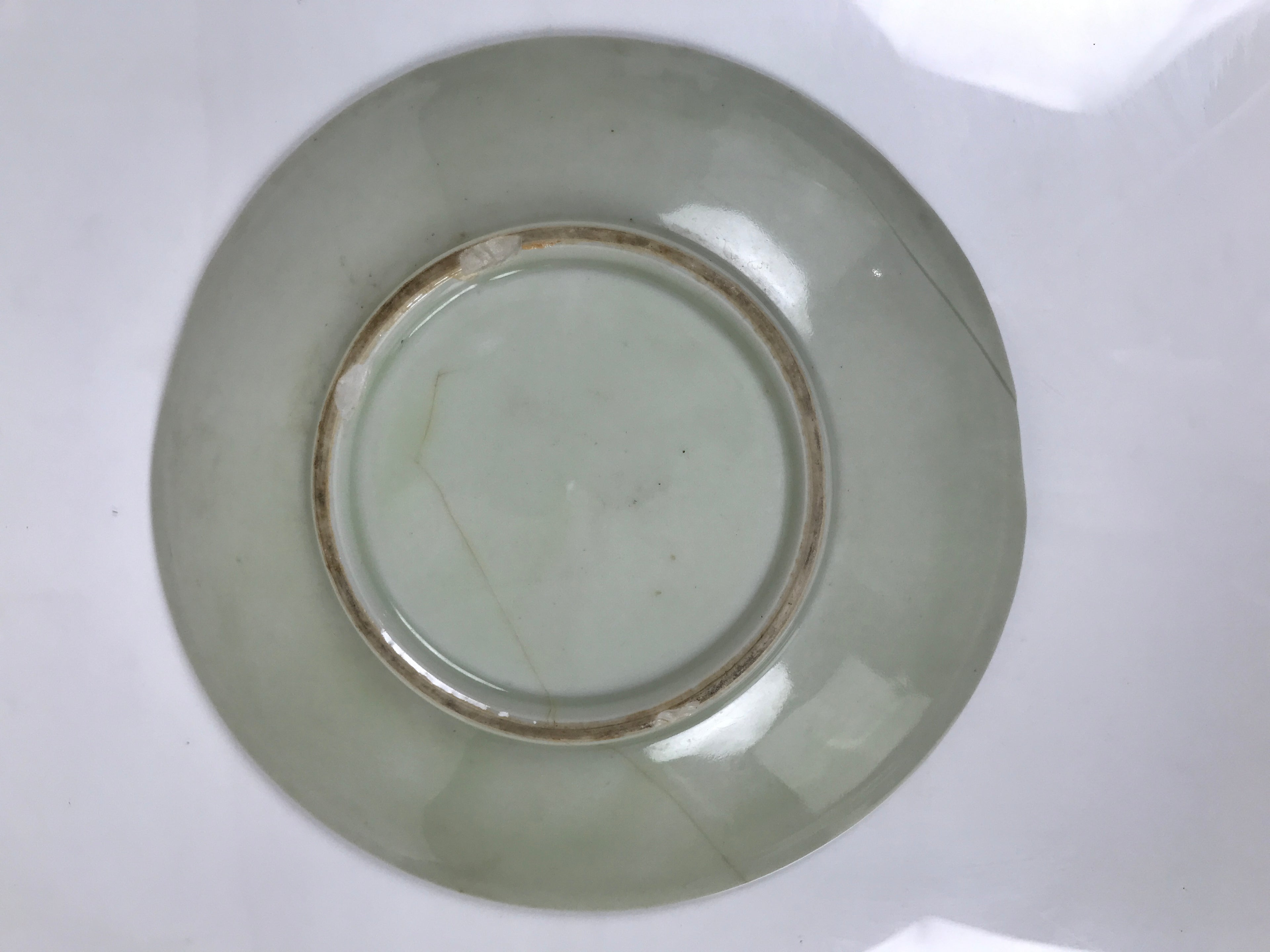 Japanese Porcelain Plate Sara Vtg Kozara Nanten Sacred Bamboo Leaf Celadon Y461