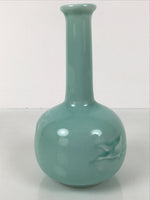 Japanese Porcelain Pottery Flower Vase Ikebana Kabin Crane Bird Celadon FK207