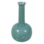 Japanese Porcelain Pottery Flower Vase Ikebana Kabin Crane Bird Celadon FK207