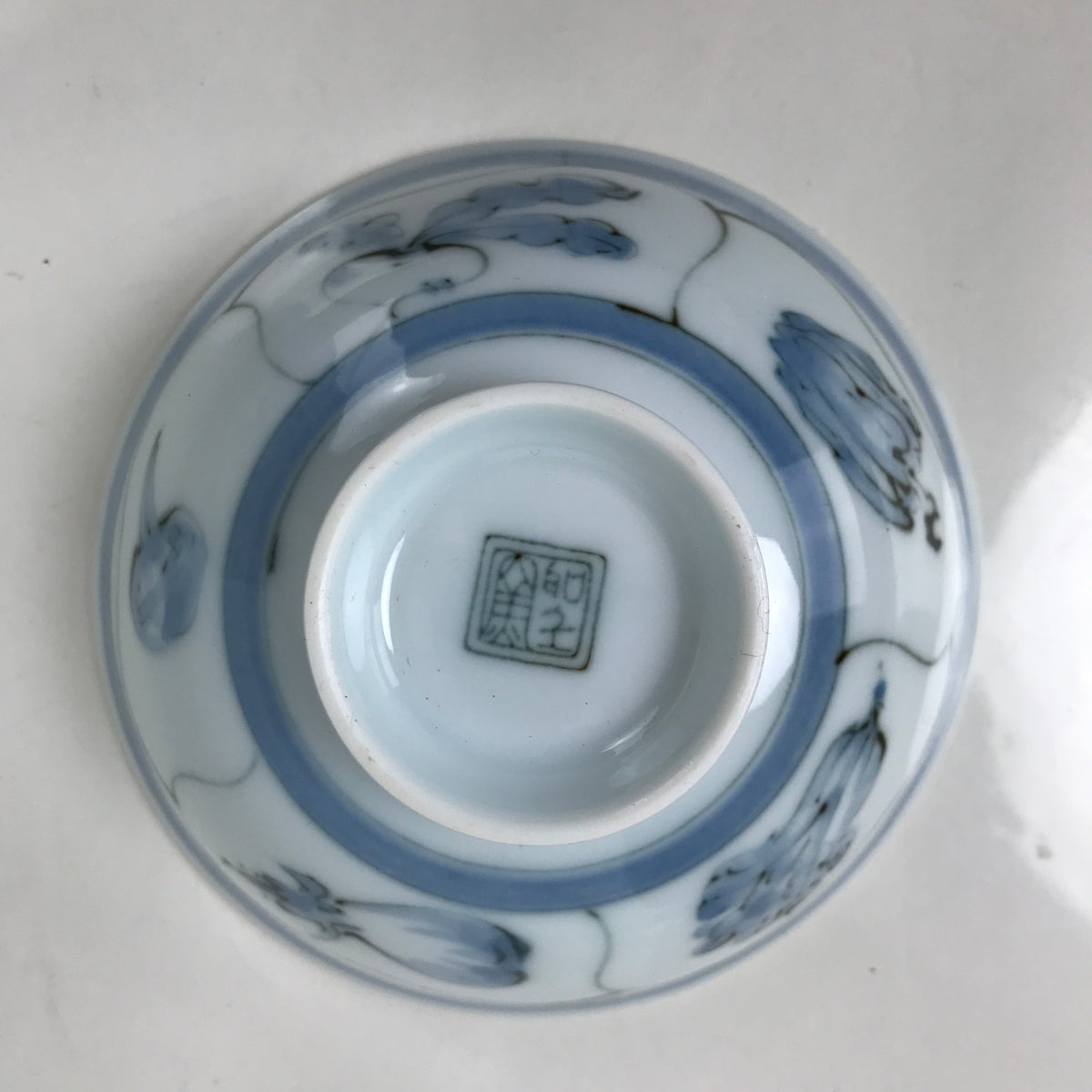 Japanese Porcelain Rice Bowl Owan Kobachi White Blue Sometsuke Vegetable Y269