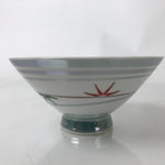Japanese Porcelain Rice Bowl Owan Vtg Kobachi White Bamboo Leaf Line Stream Y270