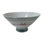 Japanese Porcelain Rice Bowl Owan Vtg Kobachi White Bamboo Leaf Line Stream Y270