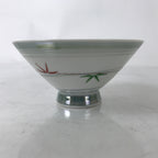 Japanese Porcelain Rice Bowl Owan Vtg Kobachi White Bamboo Leaf Line Stream Y271