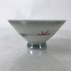 Japanese Porcelain Rice Bowl Owan Vtg Kobachi White Bamboo Leaf Line Stream Y271