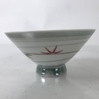 Japanese Porcelain Rice Bowl Owan Vtg Kobachi White Bamboo Leaf Line Stream Y271